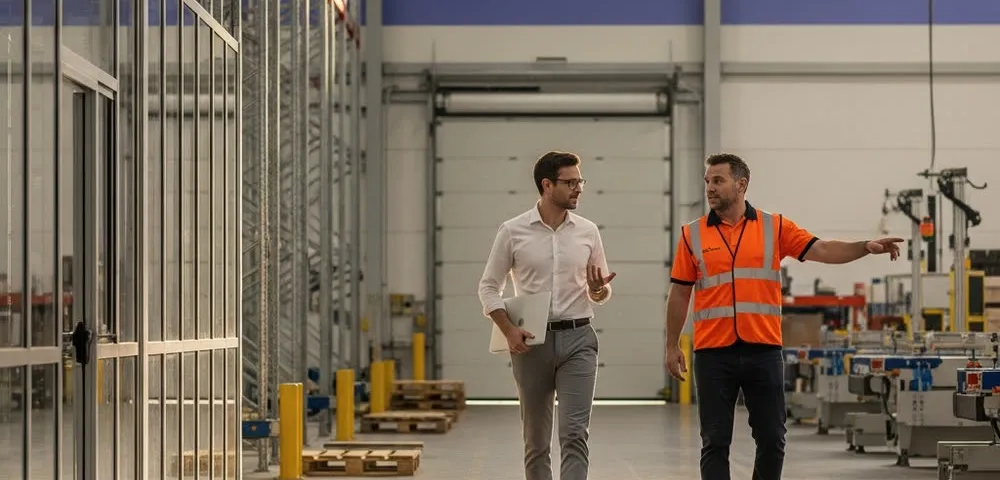 A specialist walking an operations manager through project results.