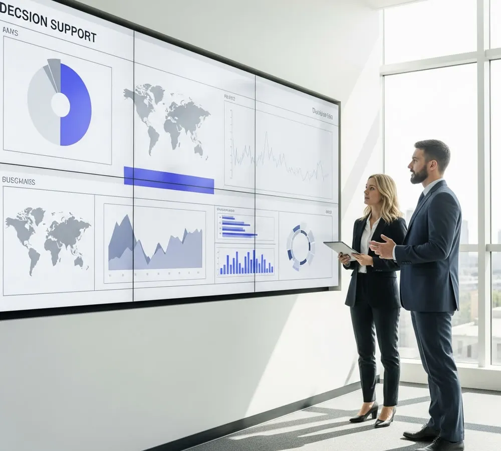 A wall-mounted dashboard summarising equipment health across a production line.